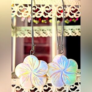 Handmade Iridescent Shell Flower Earrings